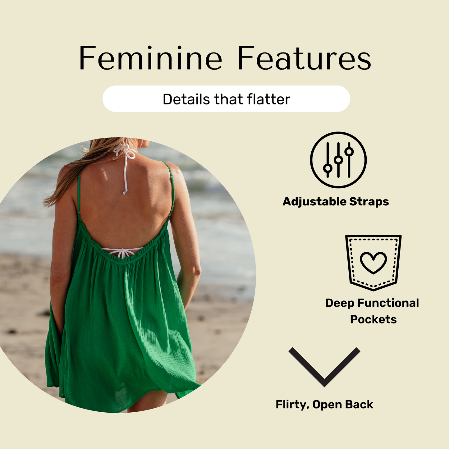 Features of Bette green mini dress