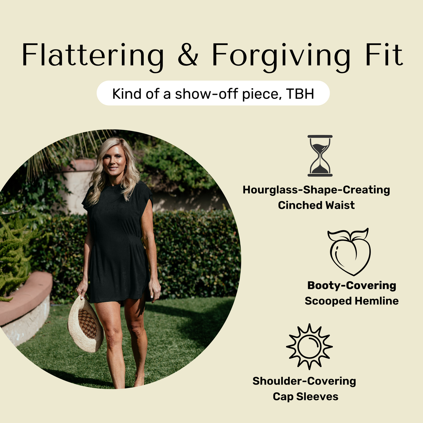 Fit information for Bette black terry cloth cover up