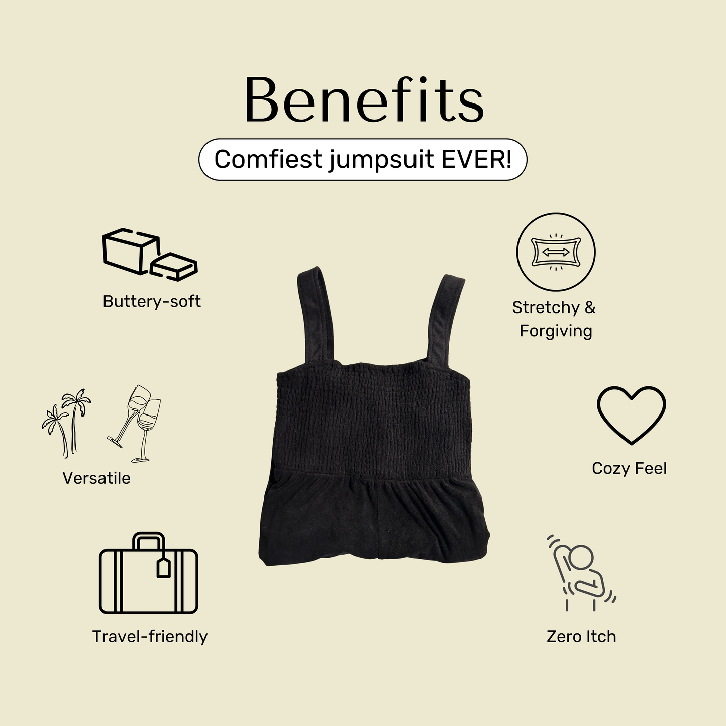 Details about Bette black terry cloth jumpsuit
