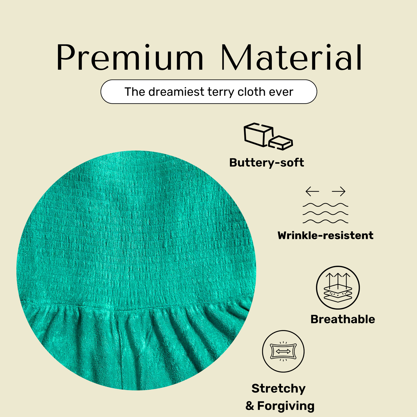 Details about terry cloth material used in green Bette jumpsuit