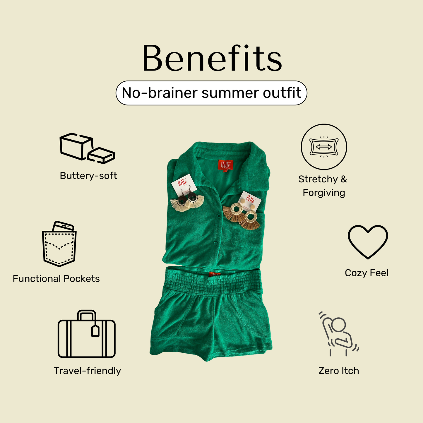 Benefits of Bette green terry shorts set