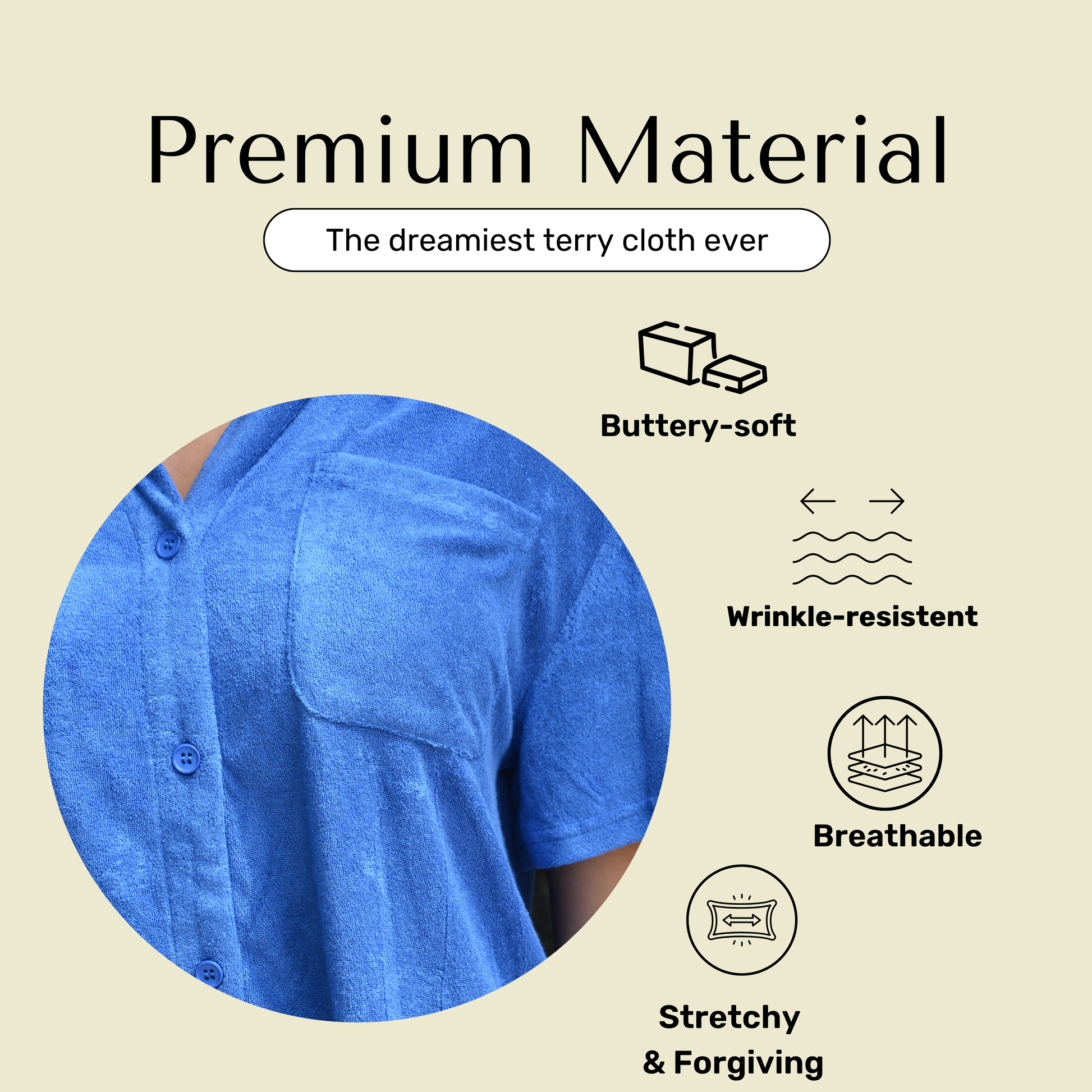 Information about the material in the Bette blue terry cloth top