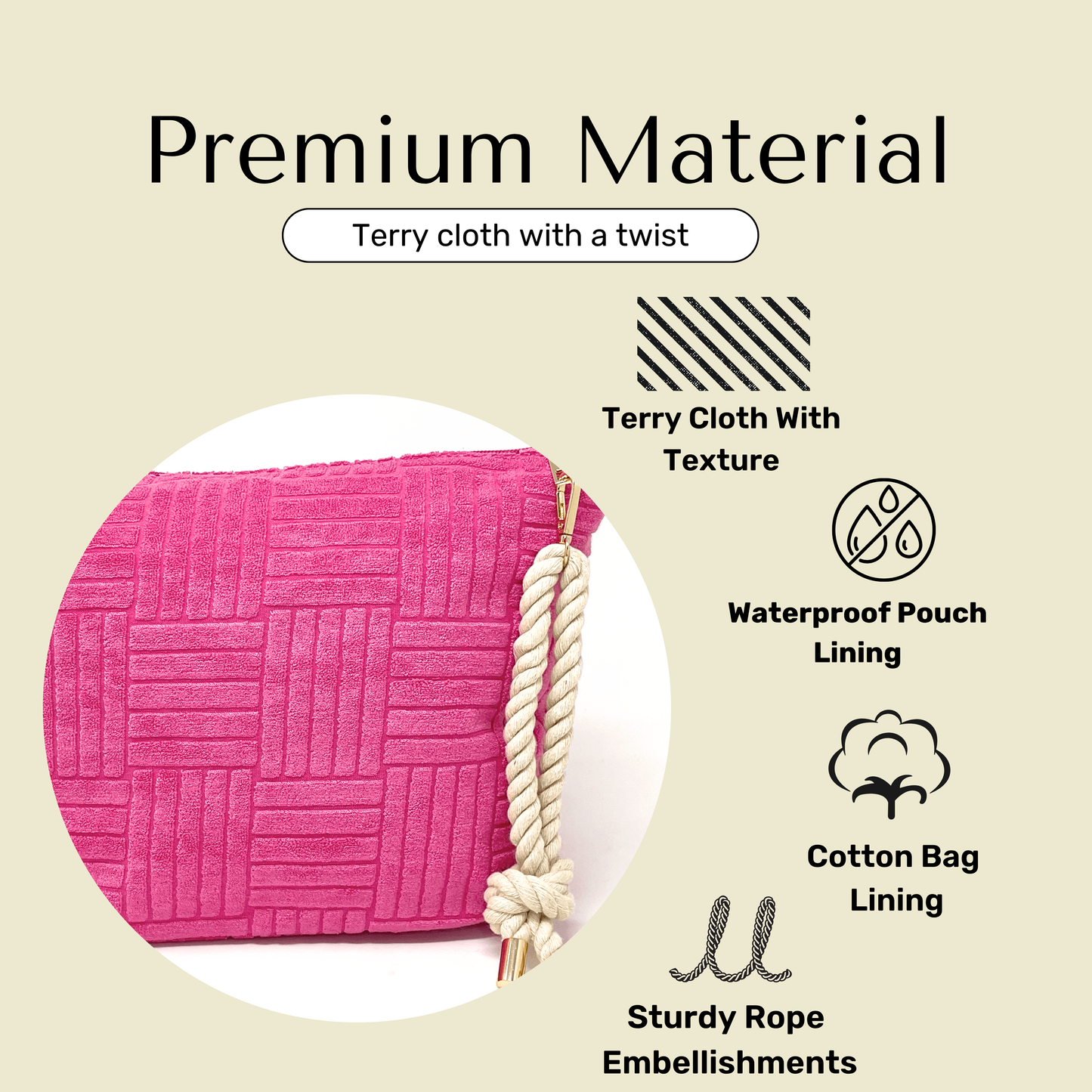 Information about terry cloth material for bag set