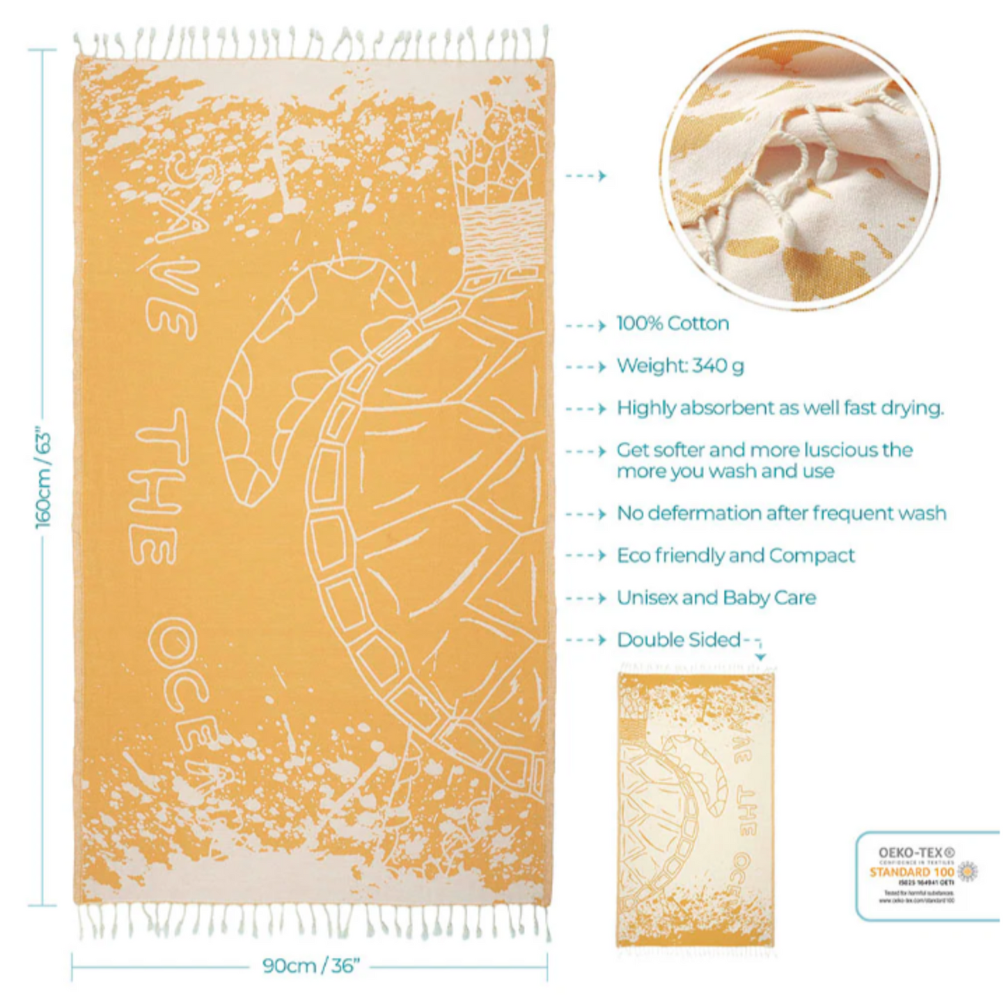 "Save the Ocean" Turkish Towel