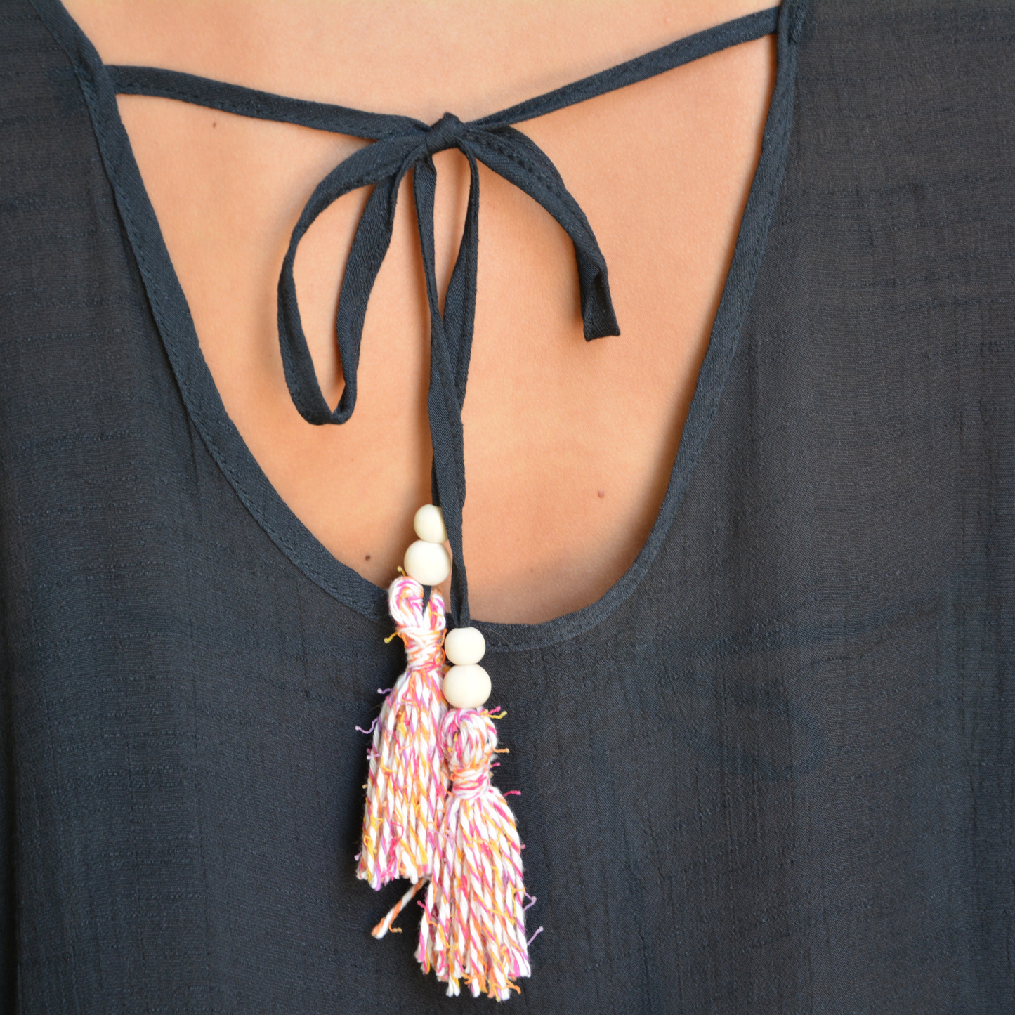 Moorea Cover Up - Black with Tassels