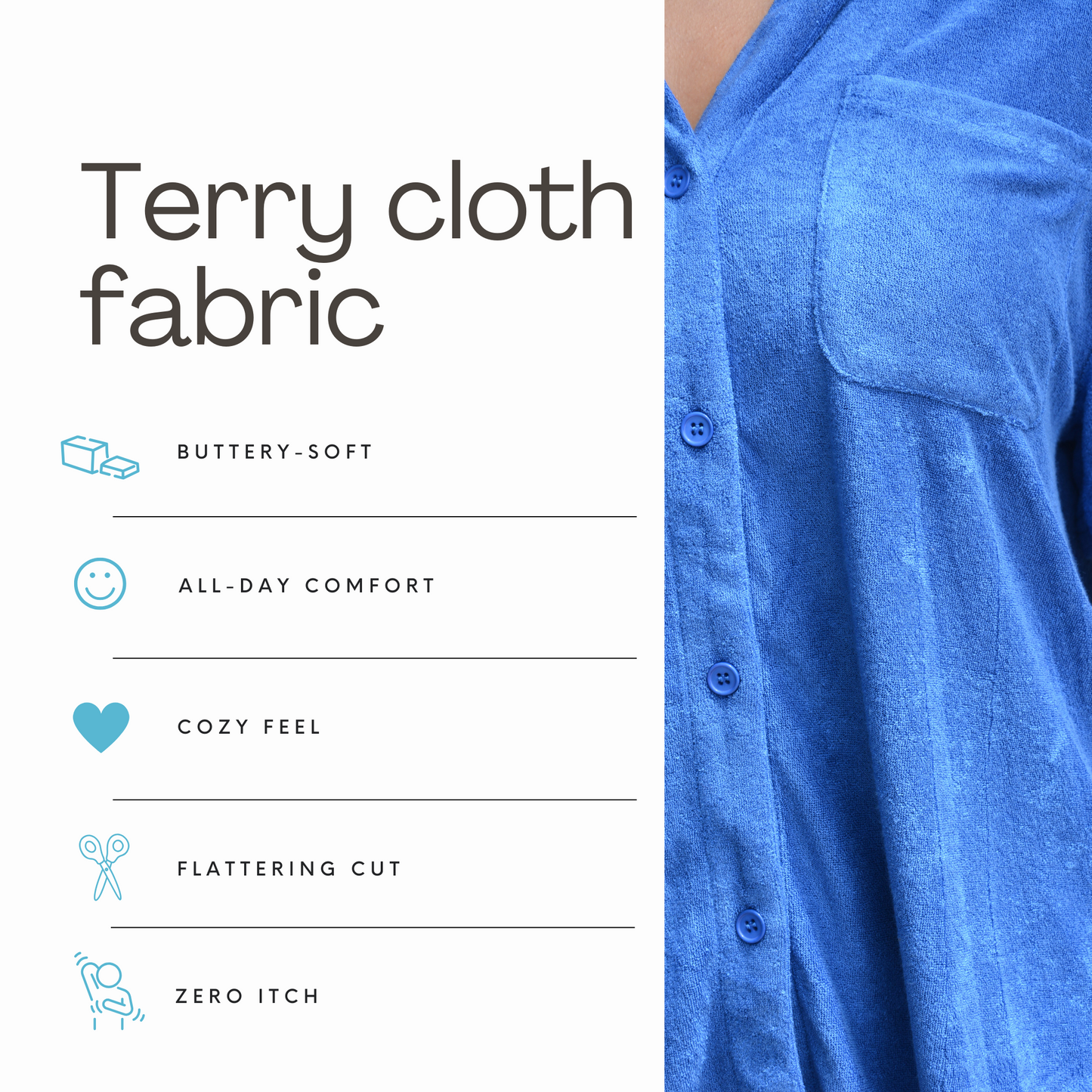 Cabana Sapphire Terry Lounge Top