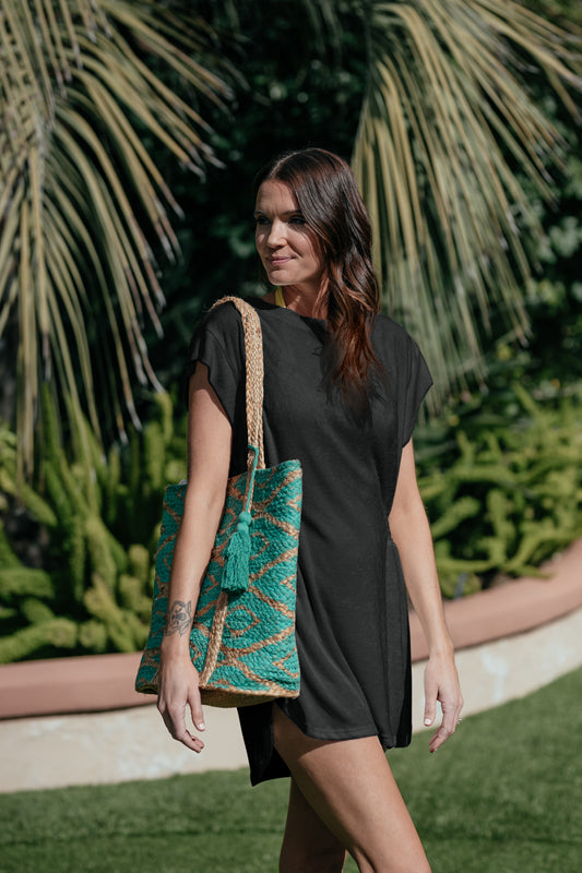 Cabana Black Terry Cover Up