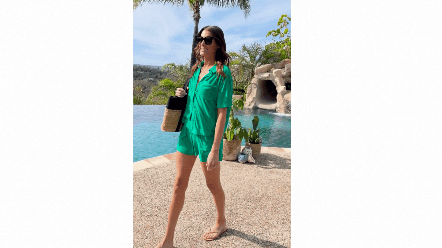 Terry Top & Shorts Set in Blue