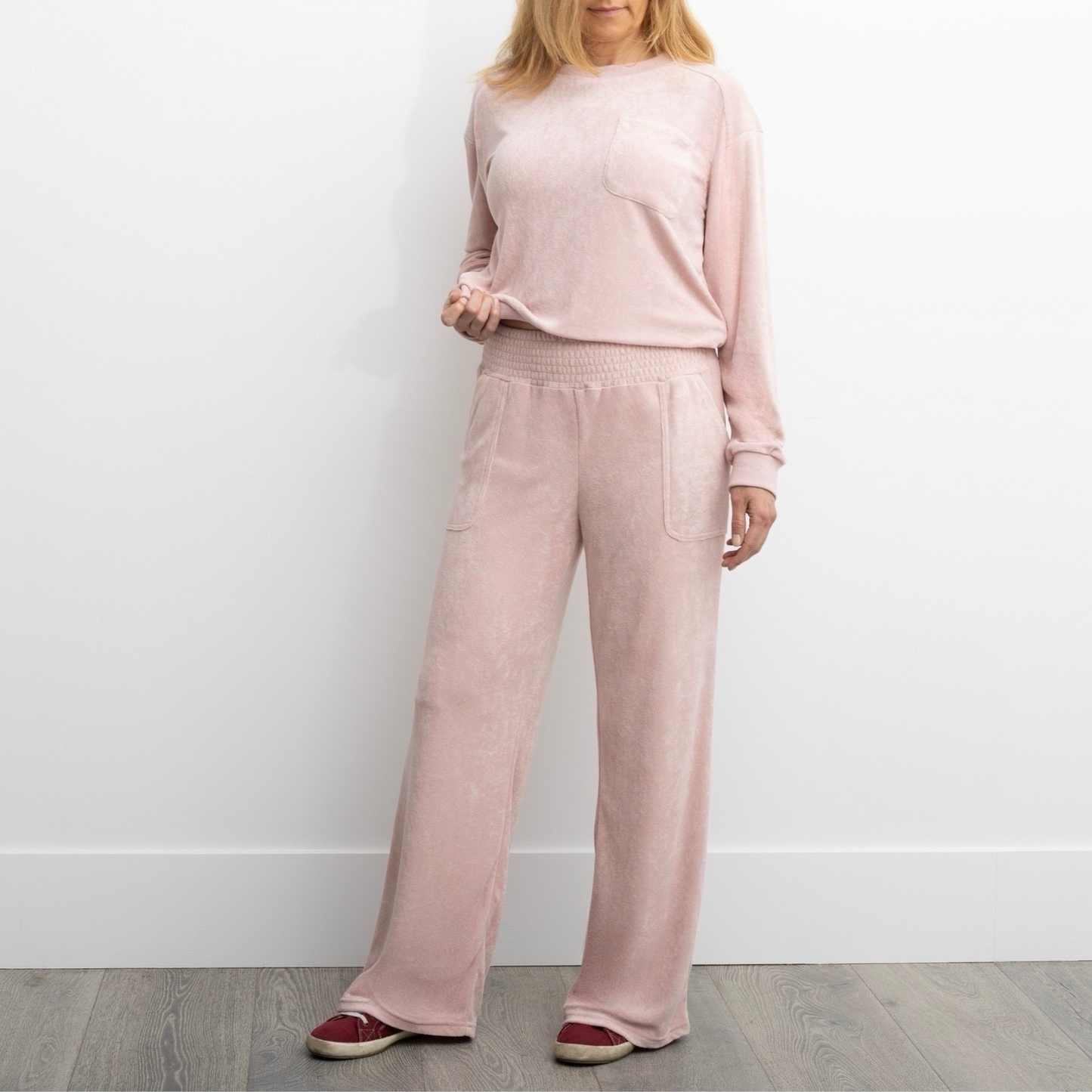 Cabana Pink Terry Cloth Lounge Sweatshirt