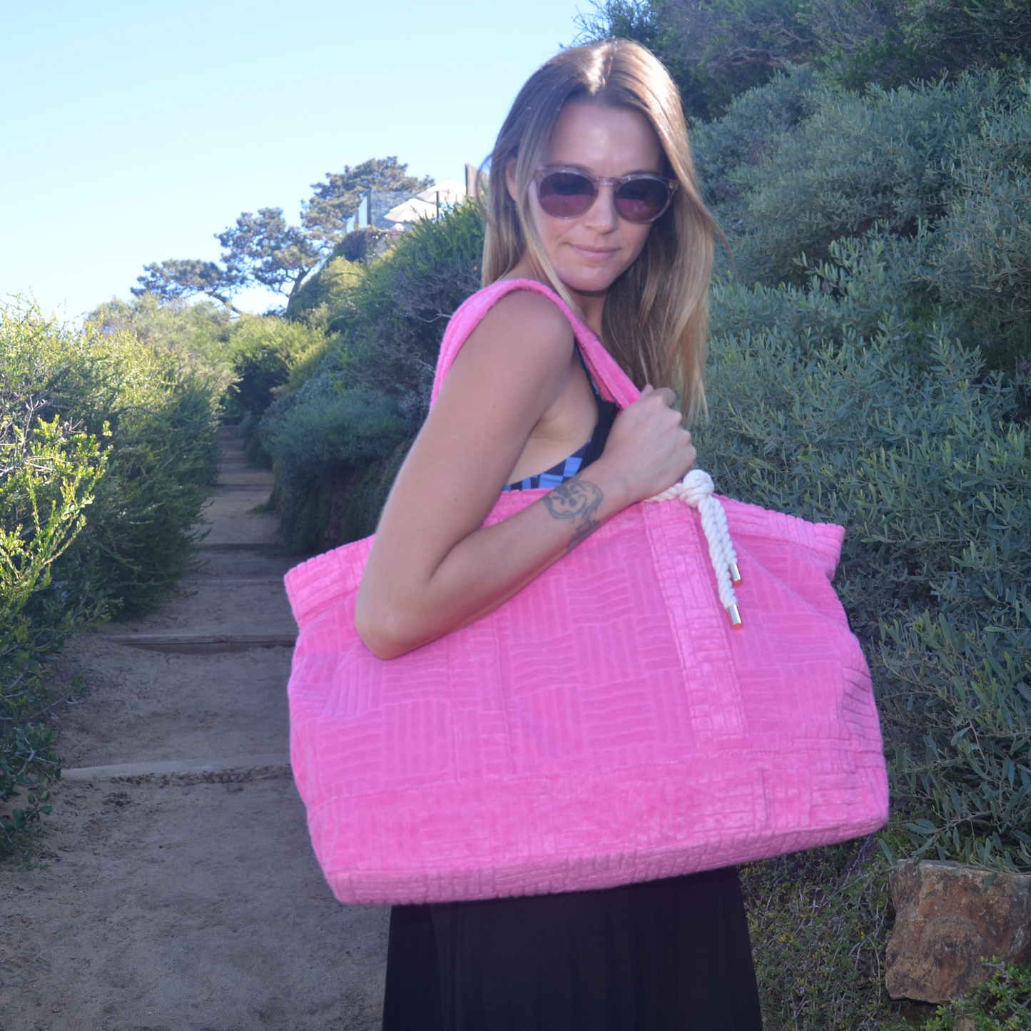 Rosa Pink Terry Weekender Set with Waterproof Clutch