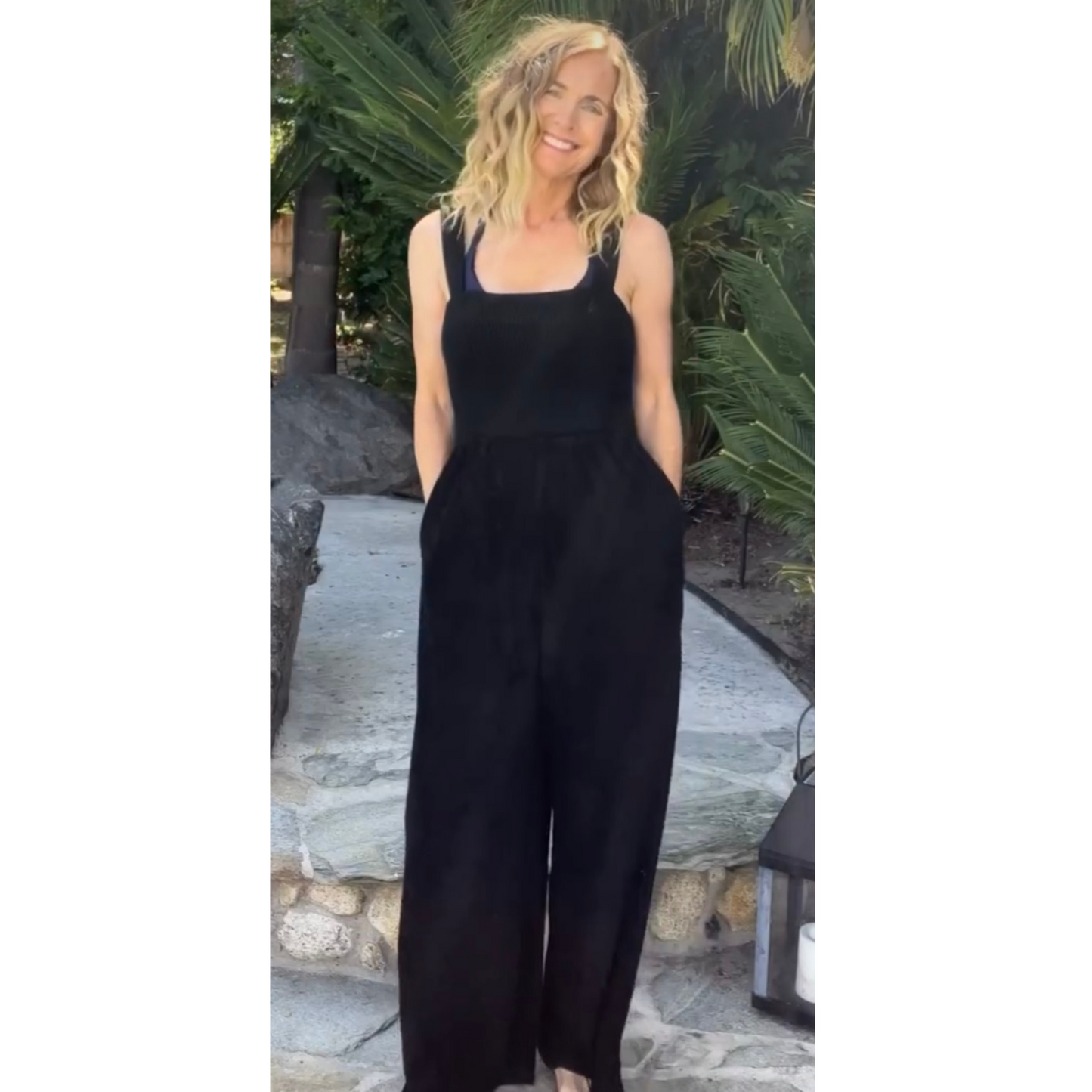 Cabana Black Terry Jumpsuit