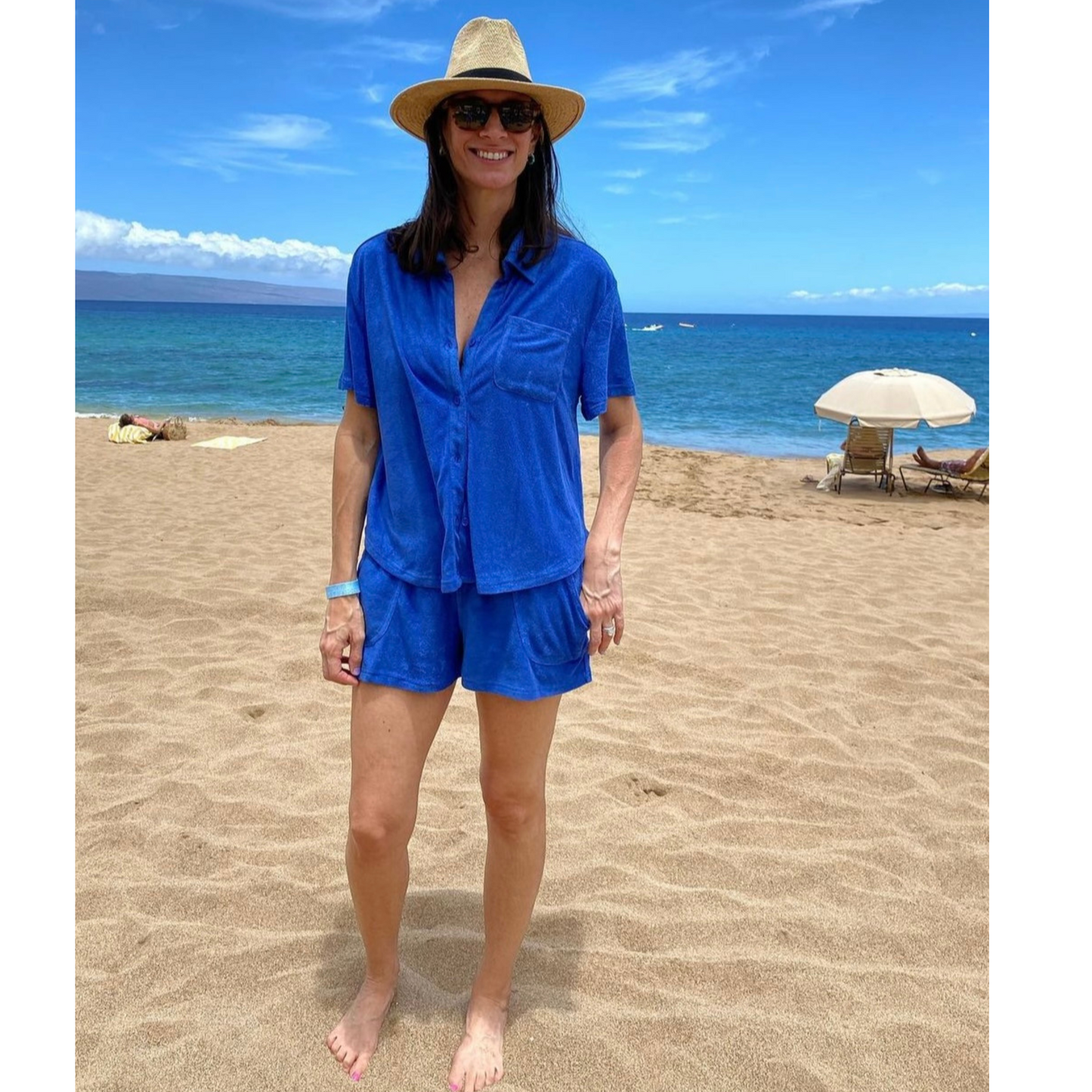 Terry Top & Shorts Set in Blue