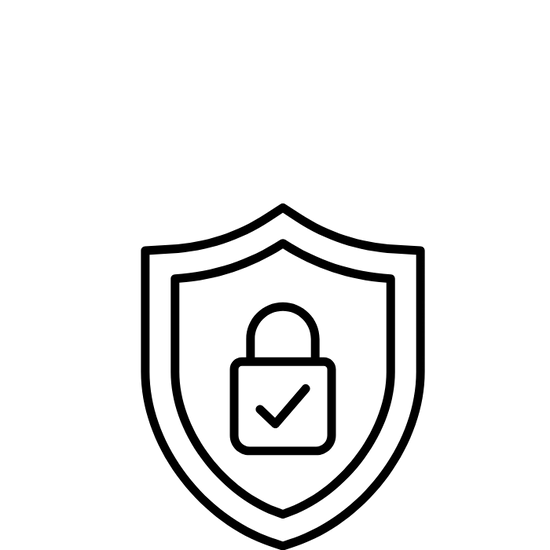Shield icon with a lock inside on a white background
