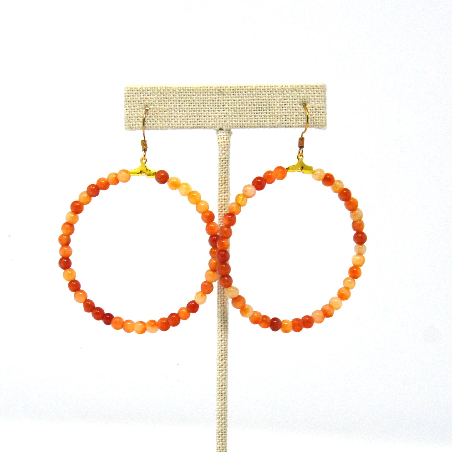 Beaded Tangerine Hoop Earrings - Bette