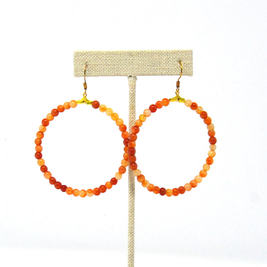 Beaded Tangerine Hoop Earrings - Bette