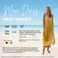 Size chart and color choices for Bette Amalie maxi cover ups.