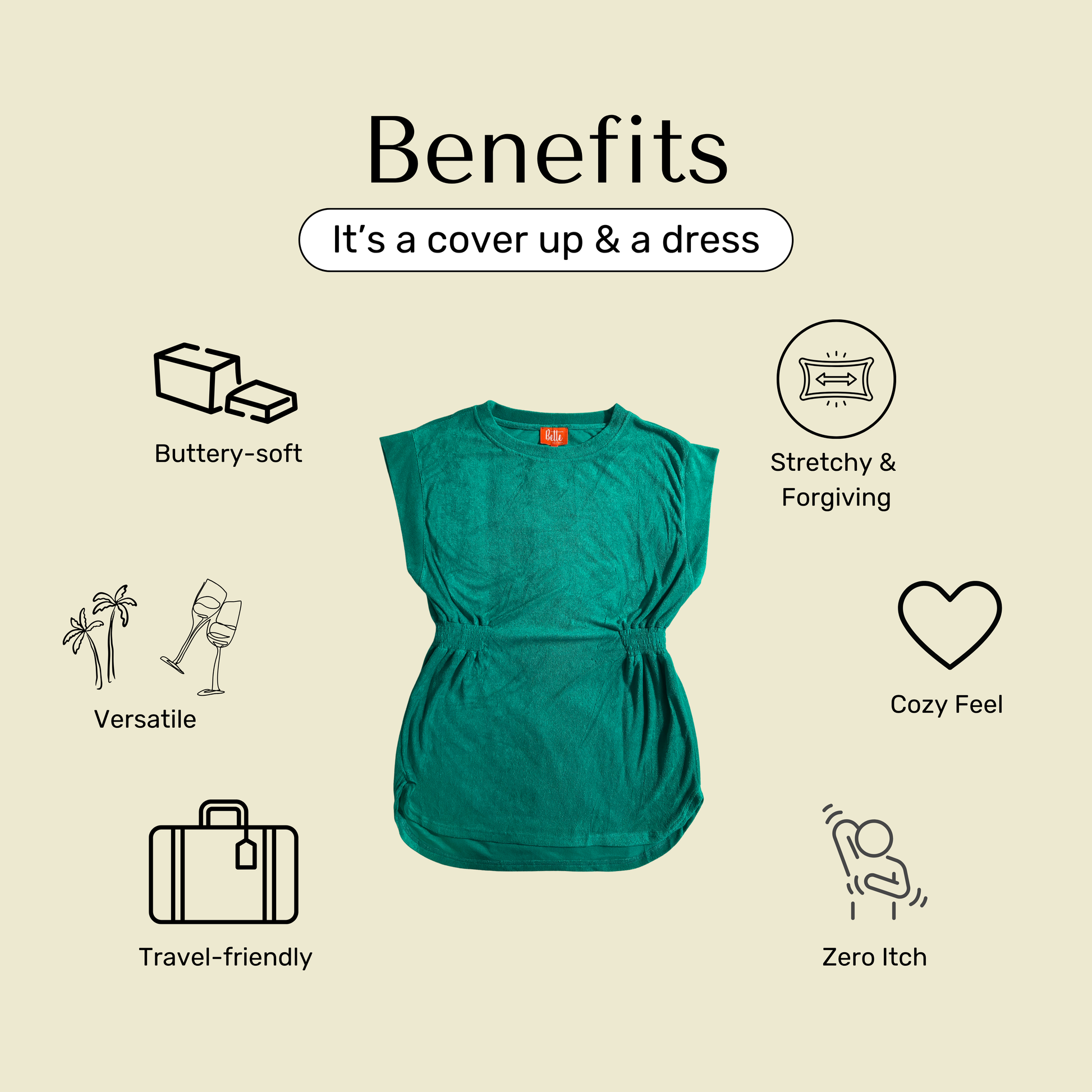 Benefits of Bette green terry cover up