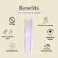 White cover up maxi dress with text highlighting its benefits on a beige background