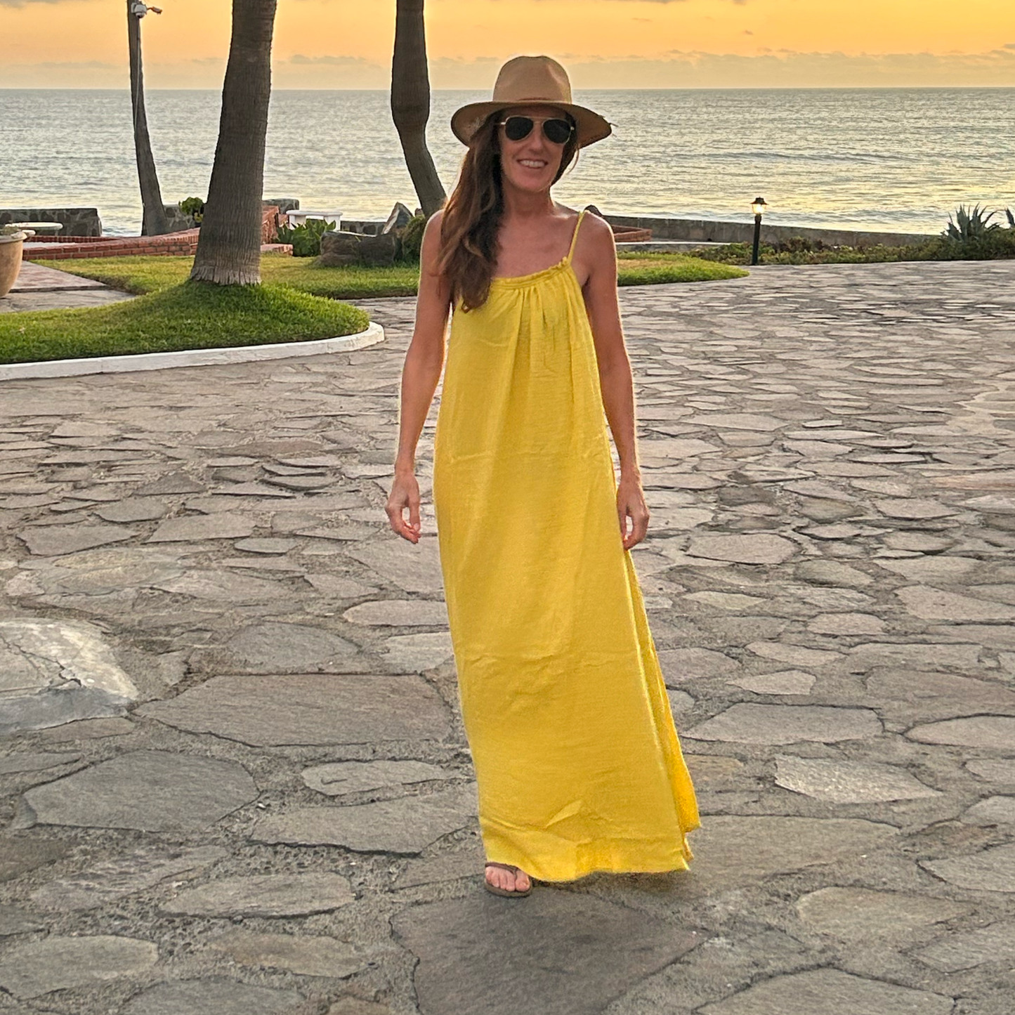 Baja 100% Cotton Maxi Cover Up - Yellow Sunrise