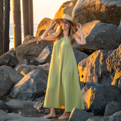 Baja 100% Cotton Maxi Cover Up - Green Flash