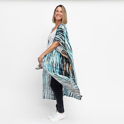 Maya Long Kimono - Turquoise