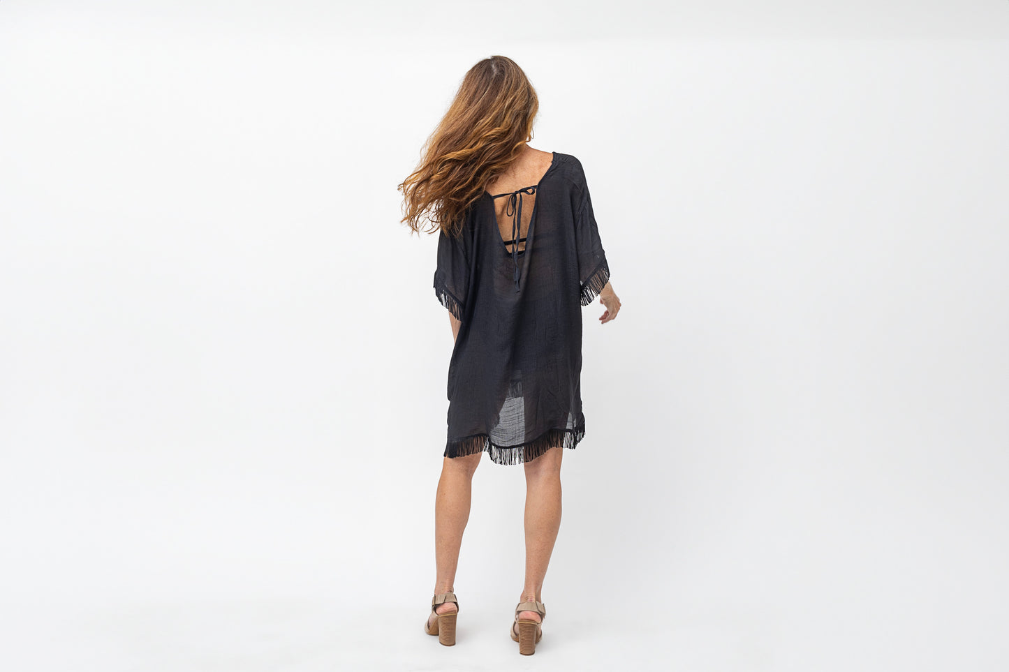 Moorea Cover Up - Black with Fringe