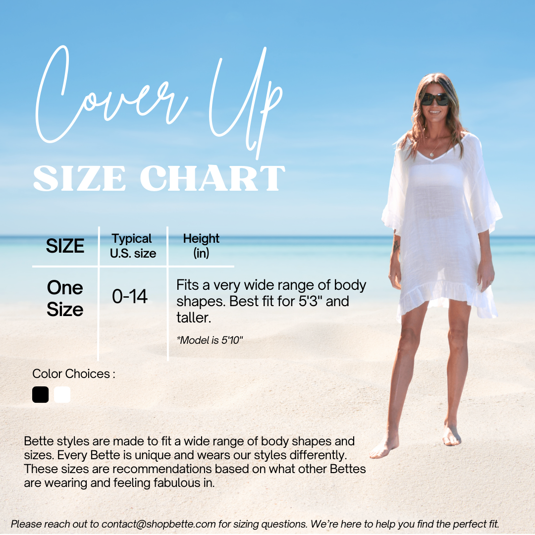 size chart for Bette moorea cover up