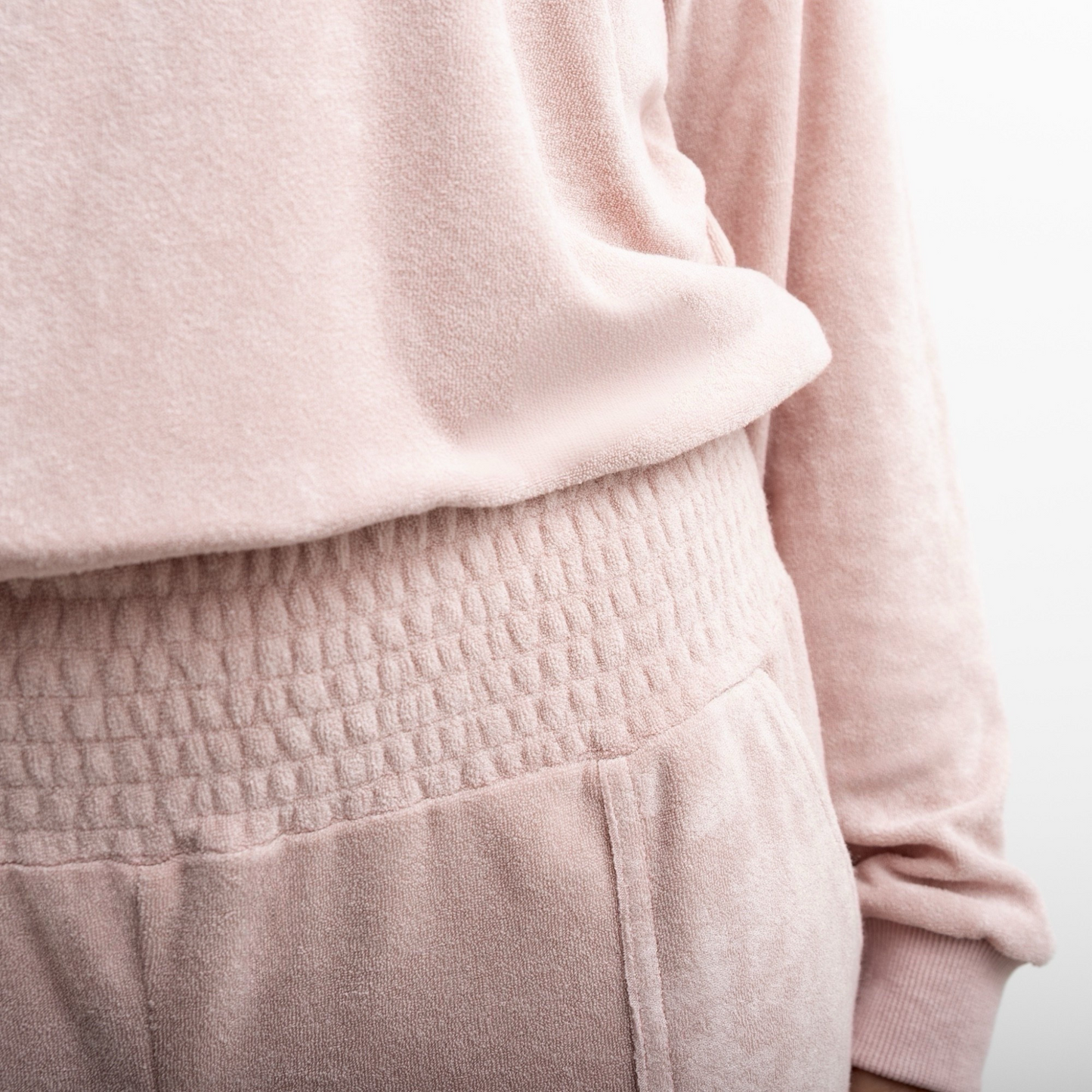 Bette pink terry cloth stretchy waistband