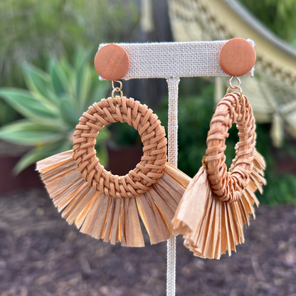 Raffia Fan Hoop Earrings