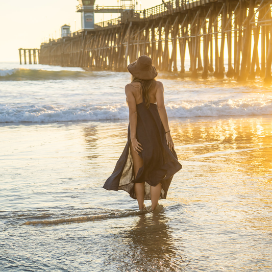 Seychelles 100% Linen Maxi Cover Up - Navy