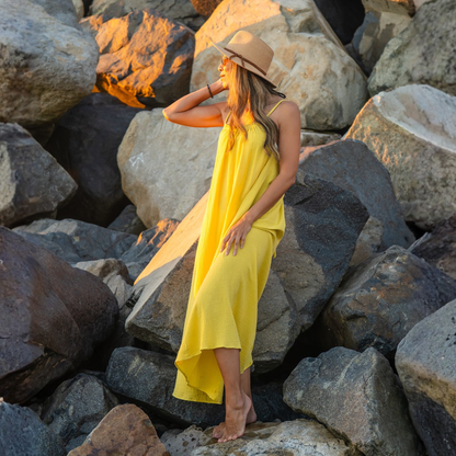 Baja 100% Cotton Maxi Cover Up - Yellow Sunrise
