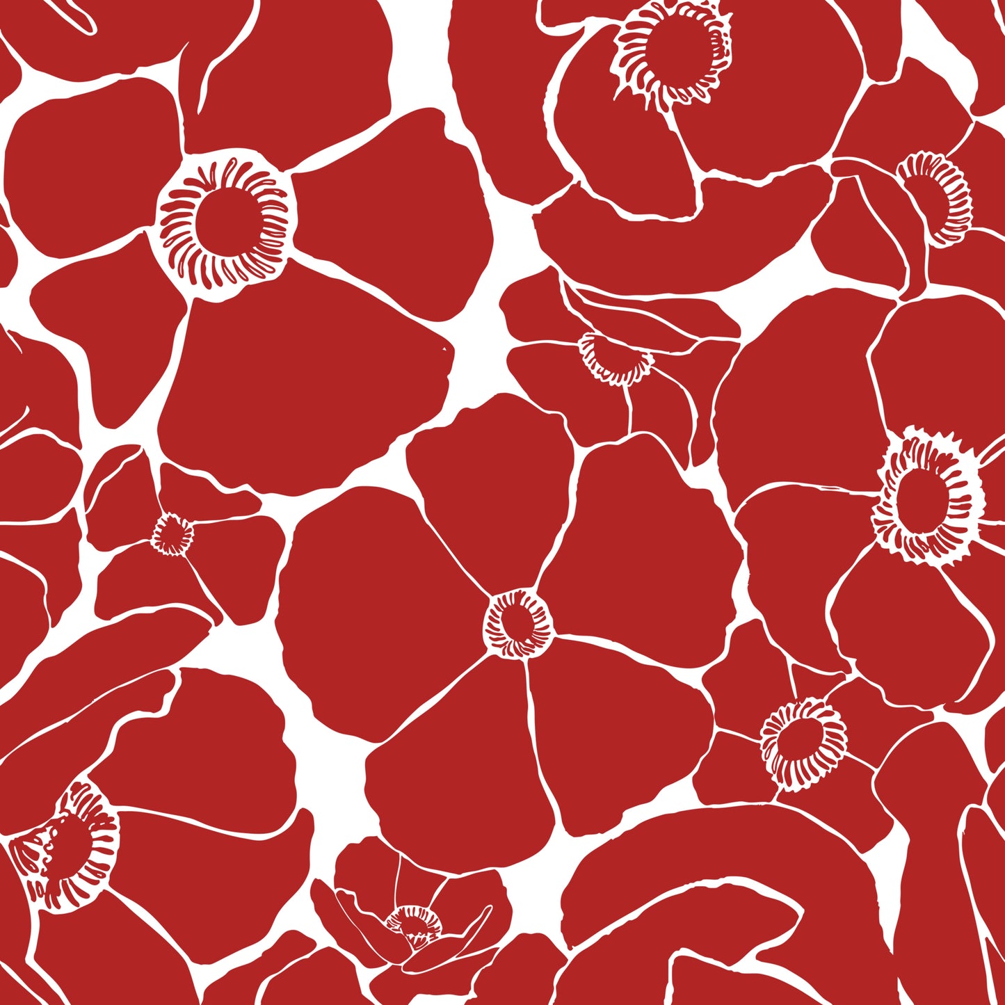Red floral pattern on a white background