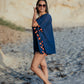 Positano Short Coverup in Navy with Orange Tassel - Bette