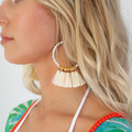 Ivory Tassel Hoop Earrings