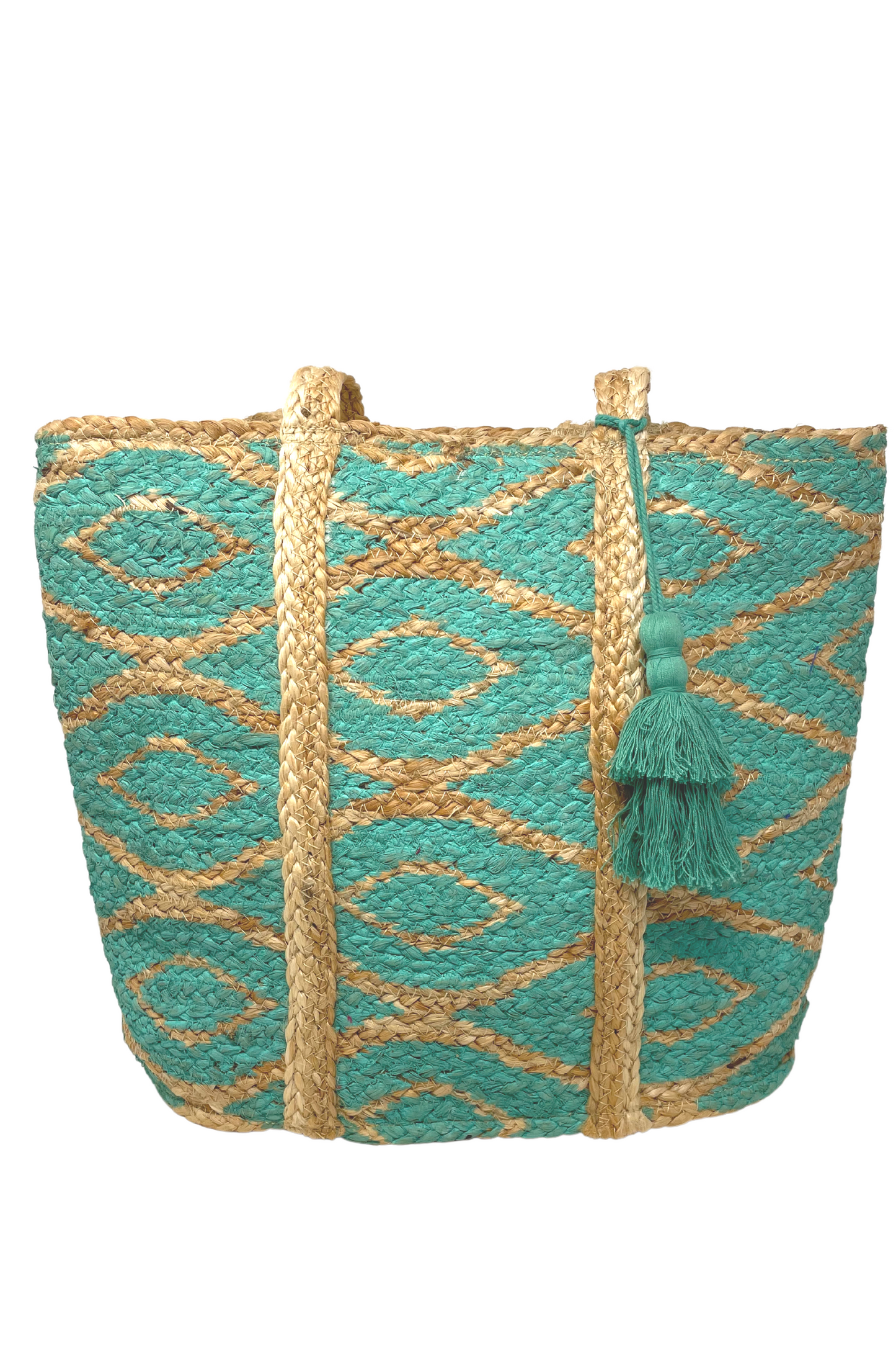 Turquoise Diamonds Jute Tote - Bette