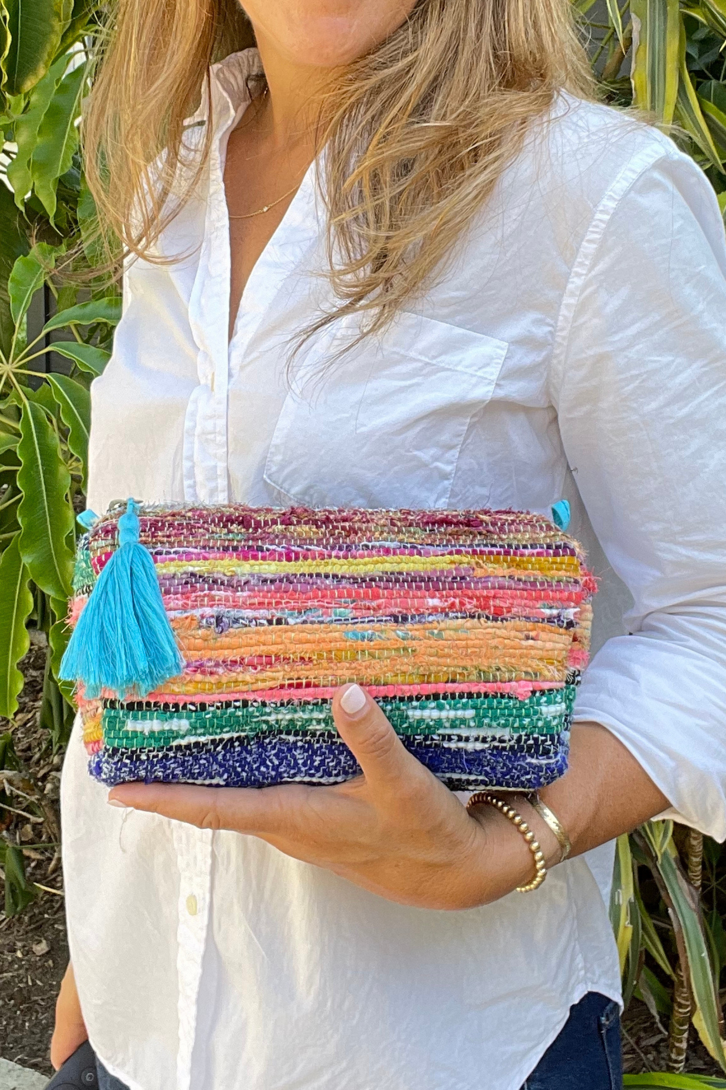 Santa Barbara Medium Pouch - Turquoise Tassel - Bette