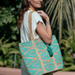 Turquoise Diamonds Jute Tote - Bette