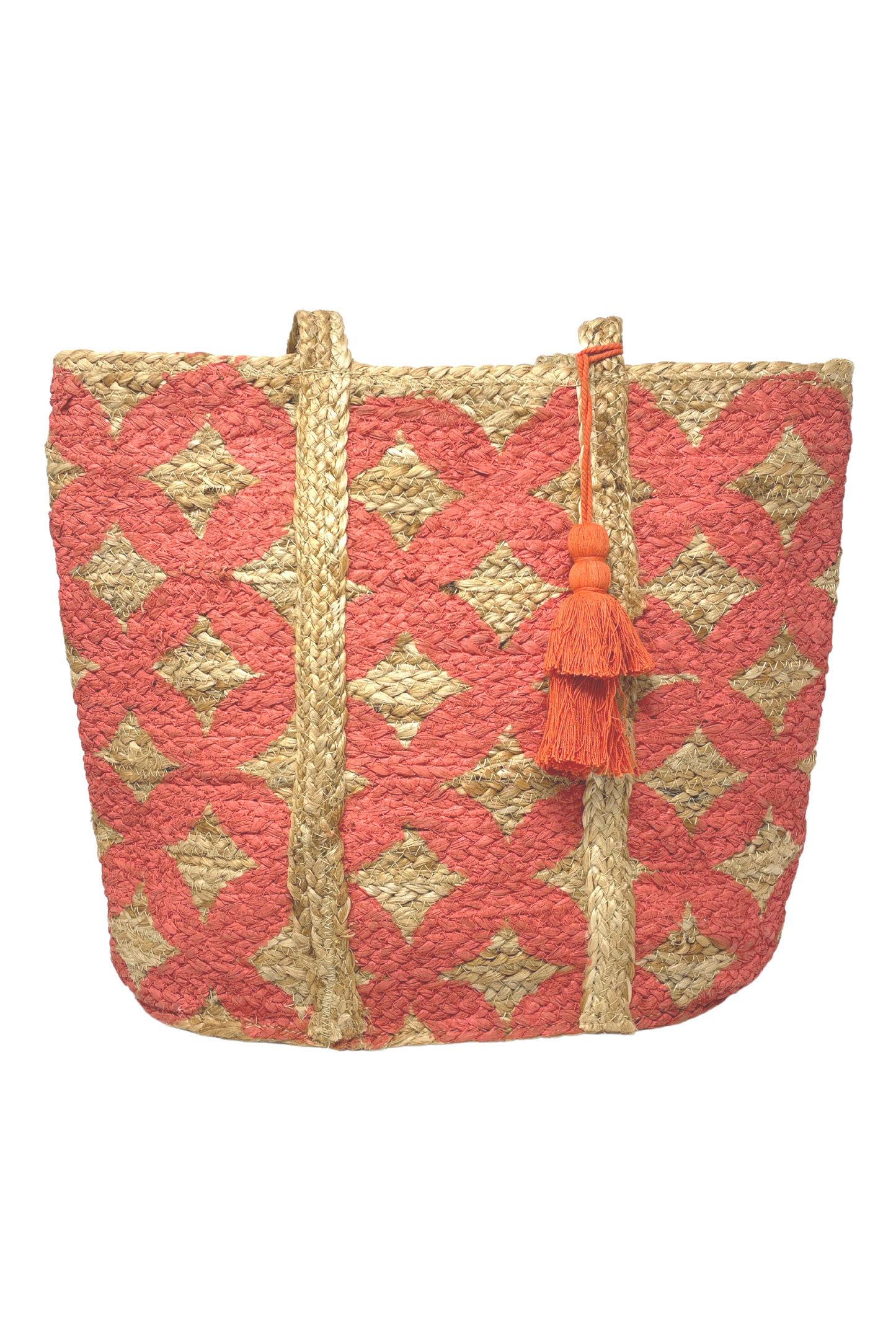 Coral Cross Jute Tote - Bette