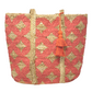 Jute bag with coral cross design and tassel
