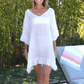 woman by a pool wearing Moorea Coverup - White - Bette