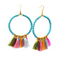 Turquoise Tassel Hoop Earrings - Bette