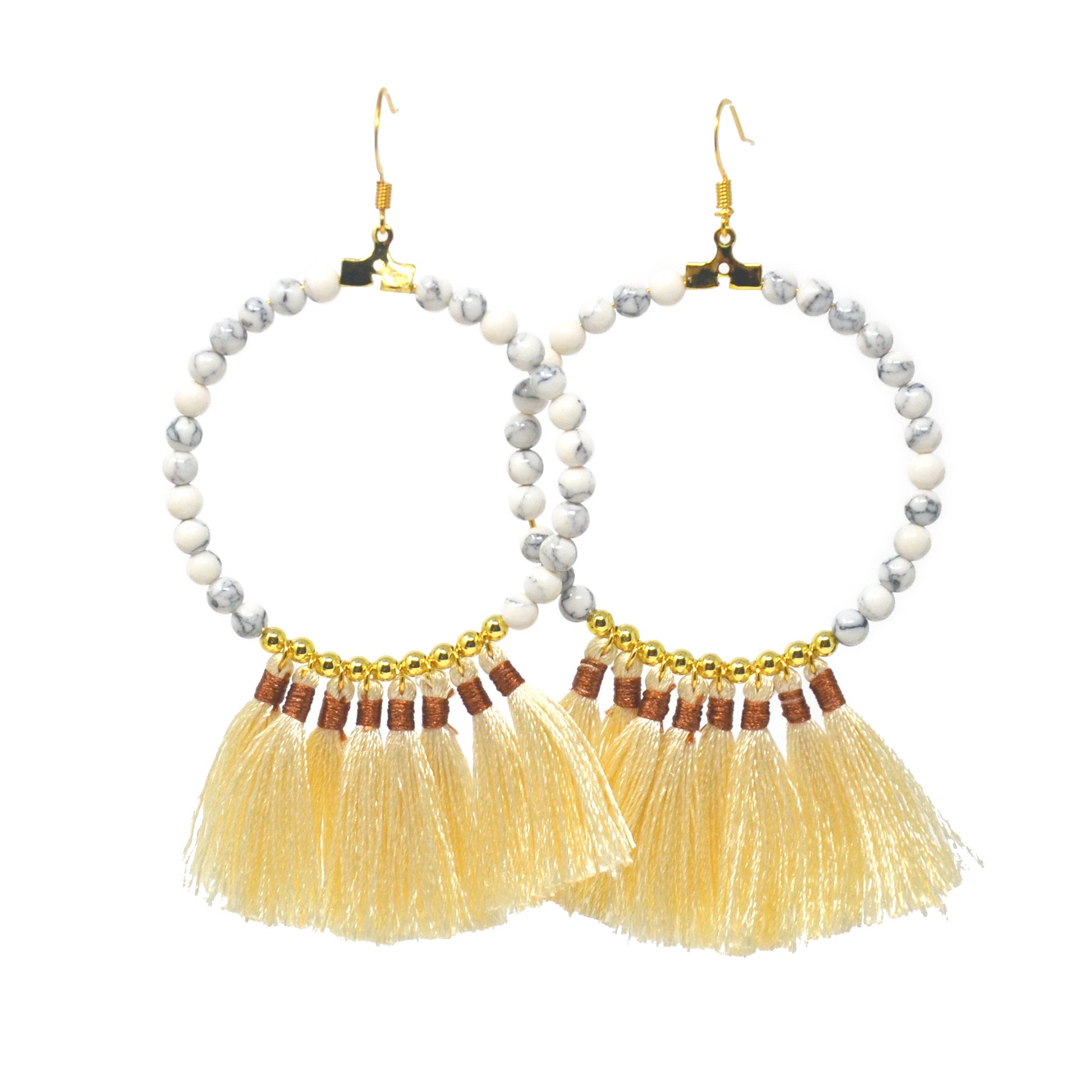 Ivory Tassel Hoop Earrings - Bette