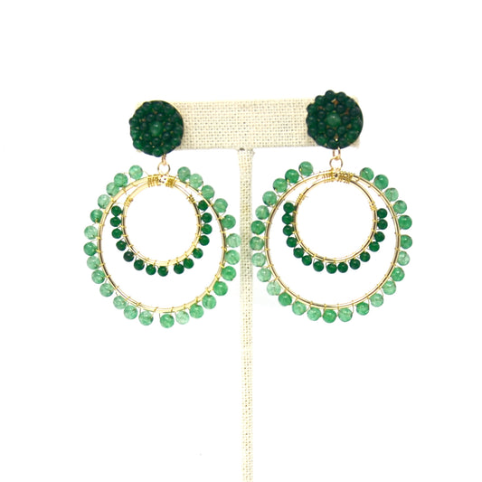 Emerald Double Hoop Earrings - Bette