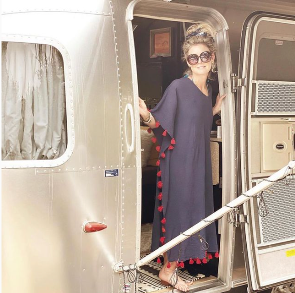 Positano Caftan in Navy with Flamingo Tassel - Bette