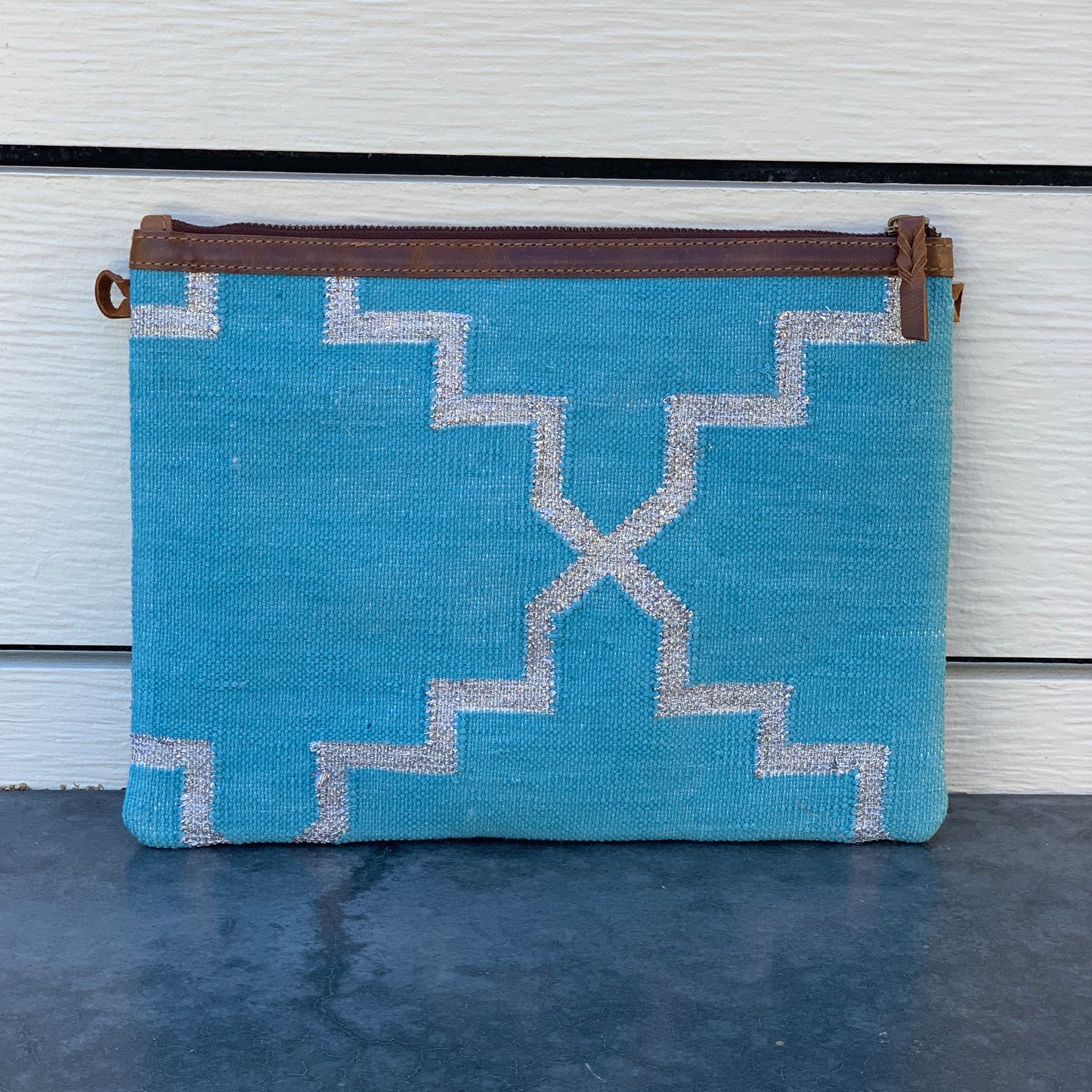 Napa Clutch in Teal & Silver - Bette