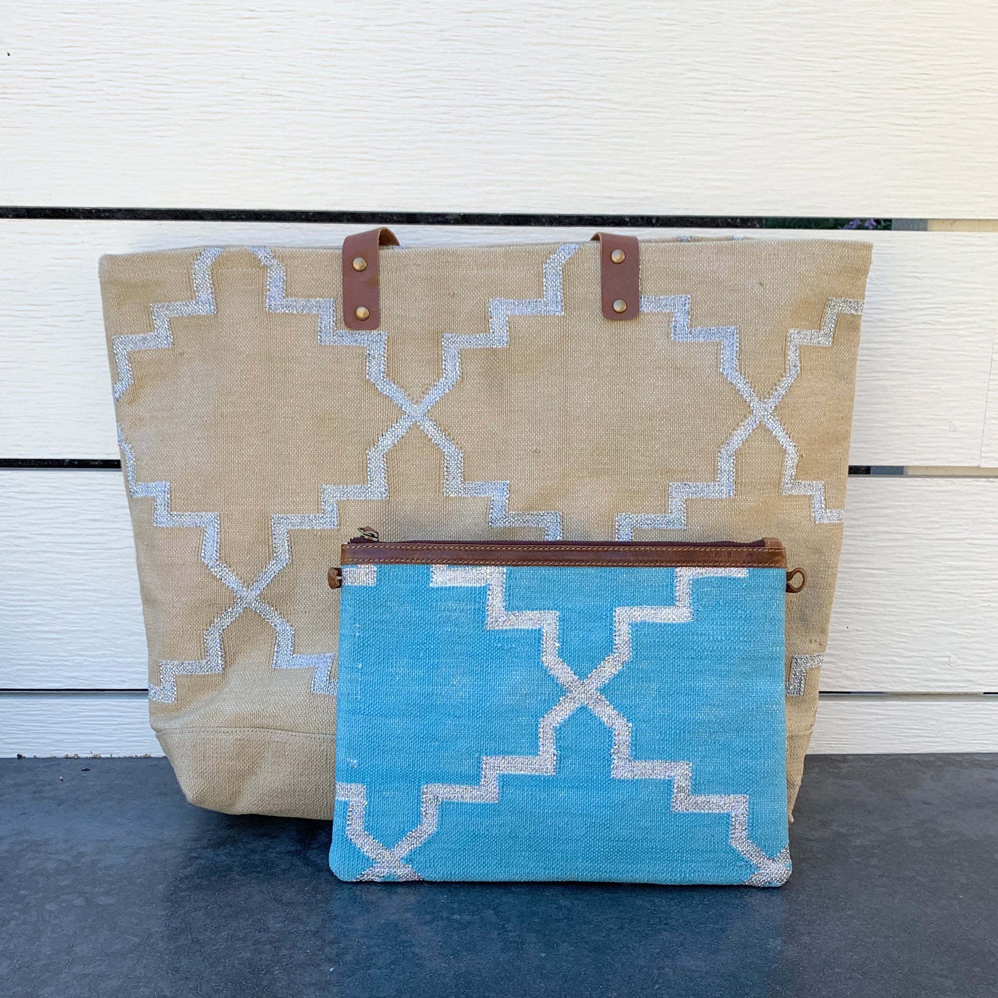 Napa Clutch in Teal & Silver - Bette