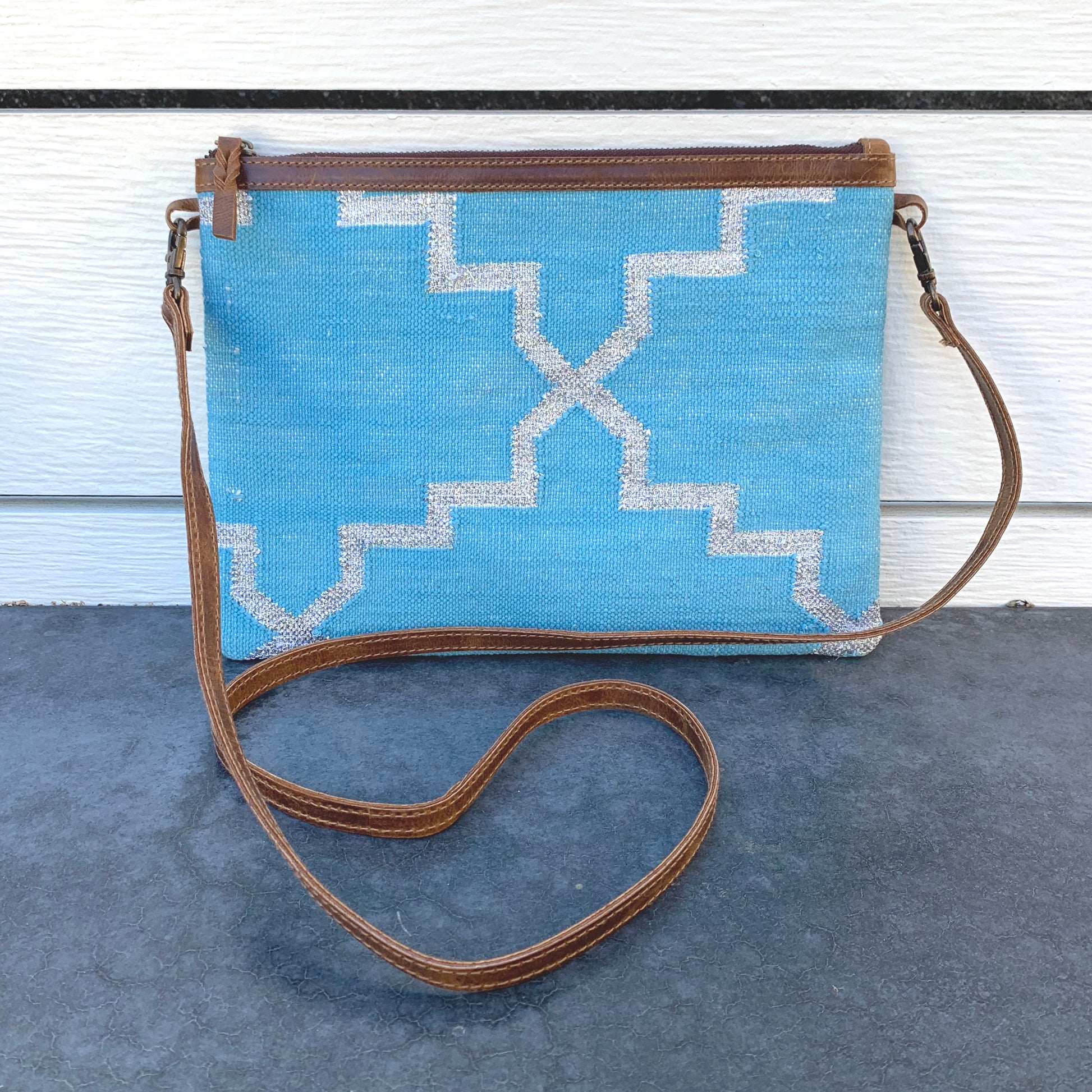 Napa Clutch in Teal & Silver - Bette